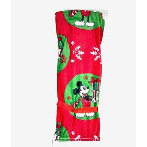 Disney Mickey Mouse Christmas Holiday Plush Throw Blanket 50" x 70" Red 2024
